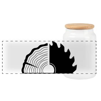 Carpenter Wooden Slice Saw Blade - Panoramic Cookie Jar with Wooden Lid - white - Front