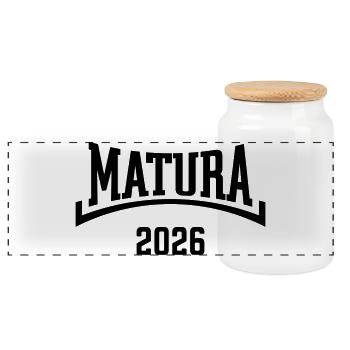 Matura 2026 (Maturant / Matur 26 / Konkav / Black) - Panorama Keksdose mit Holzdeckel - Weiß - Vorne