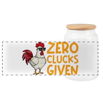 Farmer Rooster Flock Poultry Chicken - Panoramic Cookie Jar with Wooden Lid - white - Front