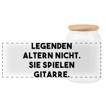 Gitarre Legende - Panorama Keksdose mit Holzdeckel - Weiß - Vorne