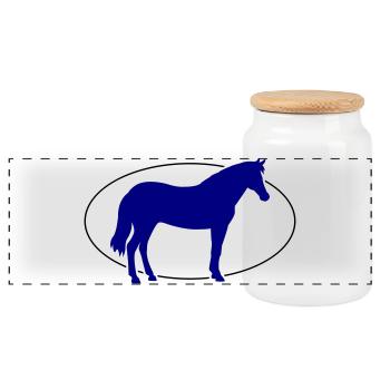 Silhouette du cheval bleu cobalt - Boîte à biscuits avec couvercle en bois - blanc - Devant
