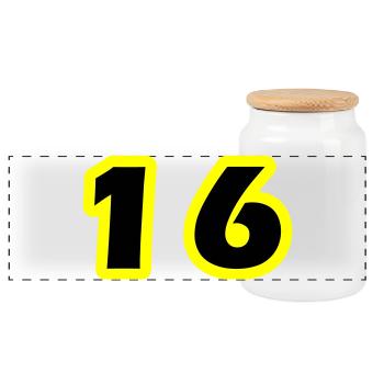 Symbole numérique 16 - Boîte à biscuits avec couvercle en bois - blanc - Devant