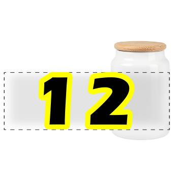 12 Symbole numérique - Boîte à biscuits avec couvercle en bois - blanc - Devant