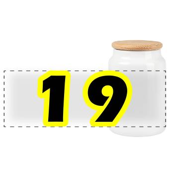 19 Number symbol - Panoramic Cookie Jar with Wooden Lid - white - Front