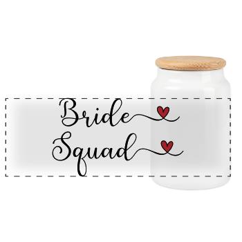 Bride Squad : typographie manuscrite mignonne avec un HEA - Boîte à biscuits avec couvercle en bois - blanc - Devant