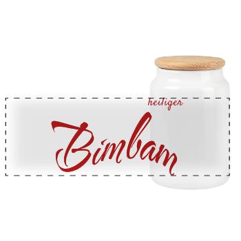Heiliger Bimbam – Humorvolles Statement Design - Panorama Keksdose mit Holzdeckel - Weiß - Vorne