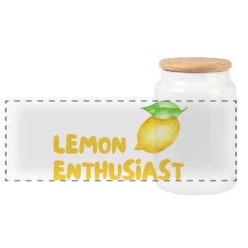 Zitrusliebhaber Lemon Enthusiast - Panorama Keksdose mit Holzdeckel - Weiß - Vorne