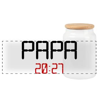 Baby Papa 2027 - Panorama Keksdose mit Holzdeckel - Weiß - Vorne