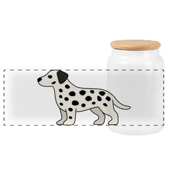 Dalmatian Spot Design - Panoramic Cookie Jar with Wooden Lid - white - Front