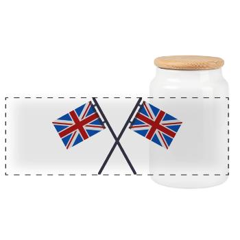Flagge Großbritanniens - Panorama Keksdose mit Holzdeckel - Weiß - Vorne