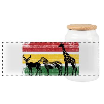 Afrika Safaritour Tiere Africa Urlaub Natur - Panorama Keksdose mit Holzdeckel - Weiß - Vorne