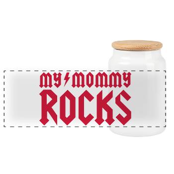My mommy rocks - Panoramic Cookie Jar with Wooden Lid - white - Front