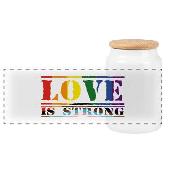 Love Is Strong Rainbow Style LGBTQ - Boîte à biscuits avec couvercle en bois - blanc - Devant