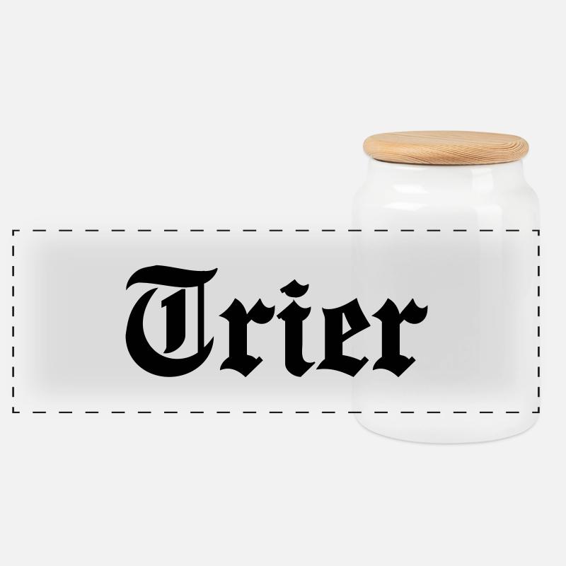 Trier - Panoramic Cookie Jar with Wooden Lid - white