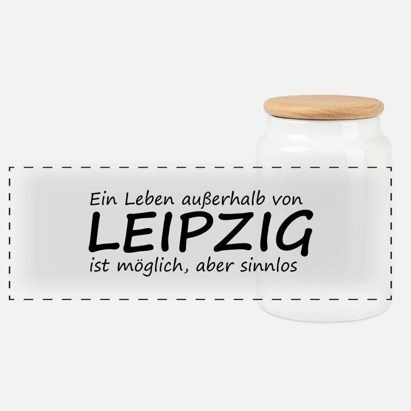 Leben außerhalb Leipzigs - Panorama Keksdose mit Holzdeckel - Weiß