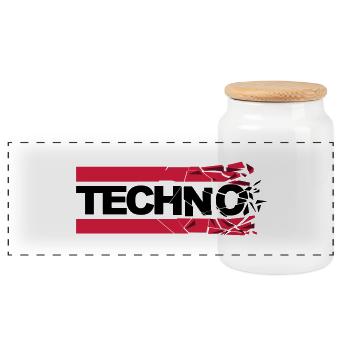 Techno shattered - Panorama Keksdose mit Holzdeckel - Weiß - Vorne