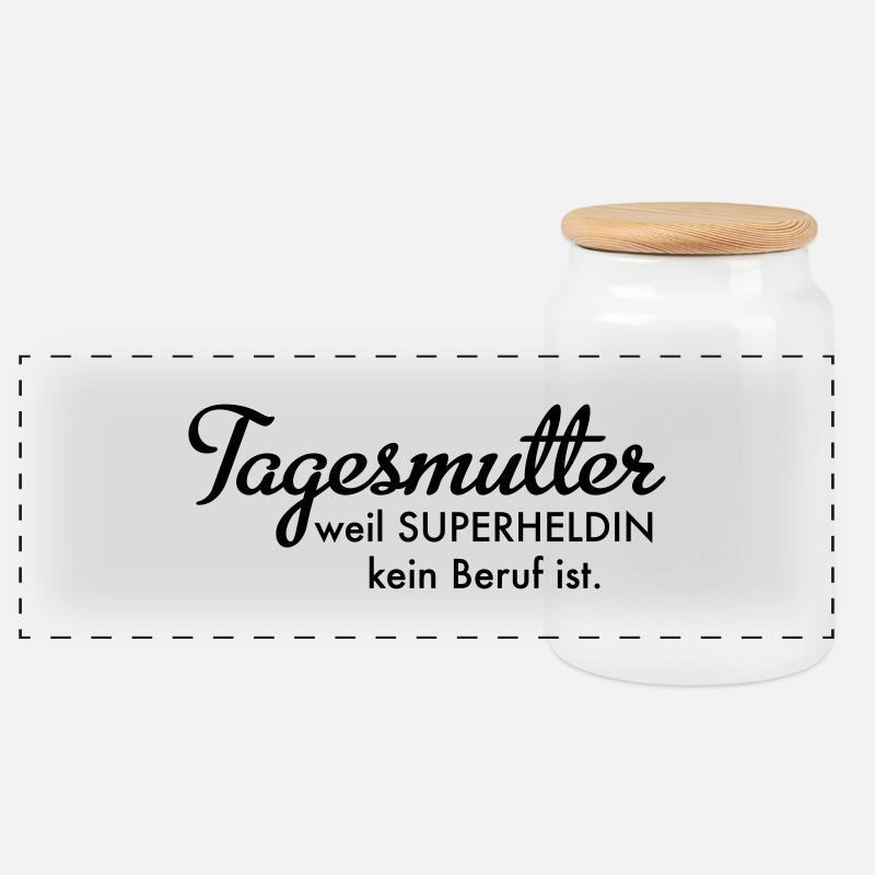 Tagesmutter - Panorama Keksdose mit Holzdeckel - Weiß