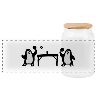 Penguin tennis de table - Boîte à biscuits avec couvercle en bois - blanc - Devant