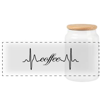 Coffee heart beat - Panoramic Cookie Jar with Wooden Lid - white - Front