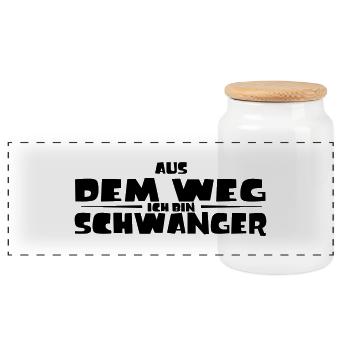 AUS DEM WEG ICH BIN SCHWANGER - Panorama Keksdose mit Holzdeckel - Weiß - Vorne