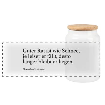 Guter Rat ist wie Schnee, je leiser er fällt, des - Panorama Keksdose mit Holzdeckel - Weiß - Vorne