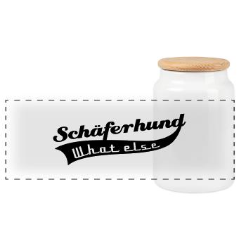 Schäferhund - Panorama Keksdose mit Holzdeckel - Weiß - Vorne