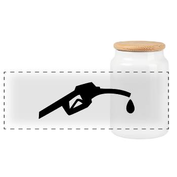 Petrol petroleum pump - Panoramic Cookie Jar with Wooden Lid - white - Front