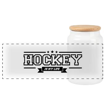 hockey is my life - Panorama Keksdose mit Holzdeckel - Weiß - Vorne
