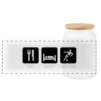 Fußball - Panoramic Cookie Jar with Wooden Lid - white - Front