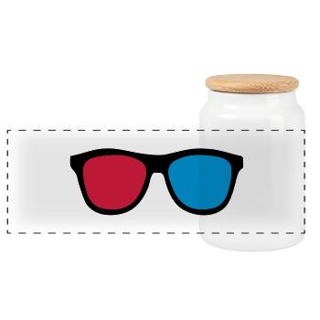 3D glasses - Panoramic Cookie Jar with Wooden Lid - white - Front