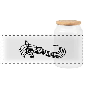 music_notes__f1 - Panoramic Cookie Jar with Wooden Lid - white - Front