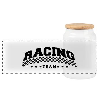 racing_team_design_1 - Panorama Keksdose mit Holzdeckel - Weiß - Vorne