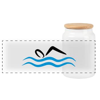 float - Panoramic Cookie Jar with Wooden Lid - white - Front
