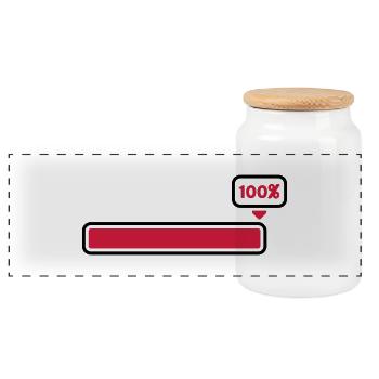 100 % - Panoramic Cookie Jar with Wooden Lid - white - Front