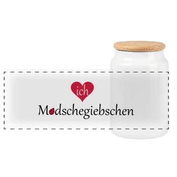 Modschegiebschen - Marienkäfer - Panorama Keksdose mit Holzdeckel - Weiß - Vorne