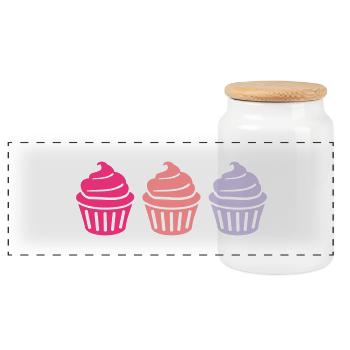 Cupcake - Panoramic Cookie Jar with Wooden Lid - white - Front