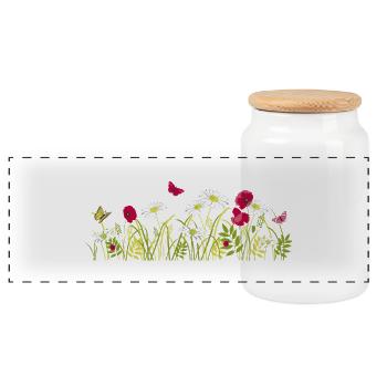 fleurs de printemps - Boîte à biscuits avec couvercle en bois - blanc - Devant