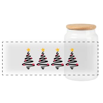 Weihnachten - Weihnachtsbäume Sterne - Panorama Keksdose mit Holzdeckel - Weiß - Vorne