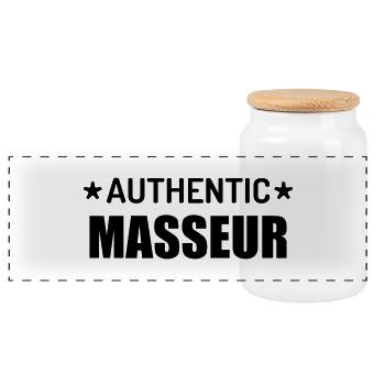 Massage Masseur Masseuse Work Job Travail - Panoramic Cookie Jar with Wooden Lid - white - Front