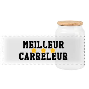 Tiler Tiling Fliesenleger Carreleur Carrelage - Panoramic Cookie Jar with Wooden Lid - white - Front