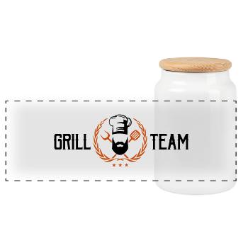 grill team design - Panorama Keksdose mit Holzdeckel - Weiß - Vorne