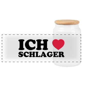 ICH LIEBE SCHLAGER - Panorama Keksdose mit Holzdeckel - Weiß - Vorne