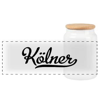 Kölner - Panorama Keksdose mit Holzdeckel - Weiß - Vorne