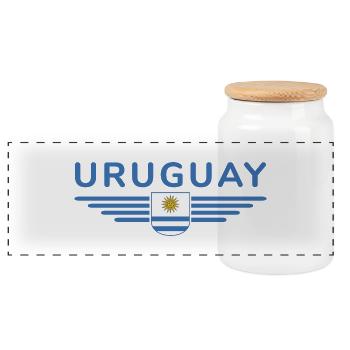 Uruguay T-Shirt – Perfect for Fans - Panoramic Cookie Jar with Wooden Lid - white - Front