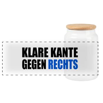 klare kante gegen rechts - Panorama Keksdose mit Holzdeckel - Weiß - Vorne