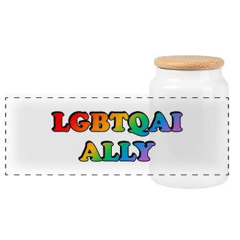 Allié LGBTQI - Boîte à biscuits avec couvercle en bois - blanc - Devant