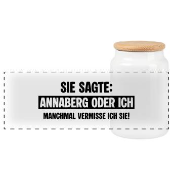 Annaberg Lustig Frau Vermissen - Panorama Keksdose mit Holzdeckel - Weiß - Vorne