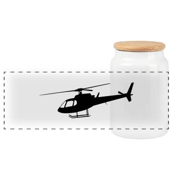 Helikopter - Panorama Keksdose mit Holzdeckel - Weiß - Vorne