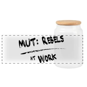 MUT Rebels schwarz - Panorama Keksdose mit Holzdeckel - Weiß - Vorne