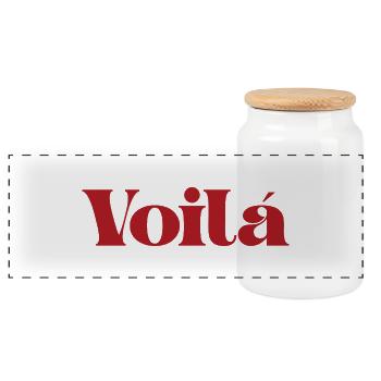 Voila - Panoramic Cookie Jar with Wooden Lid - white - Front